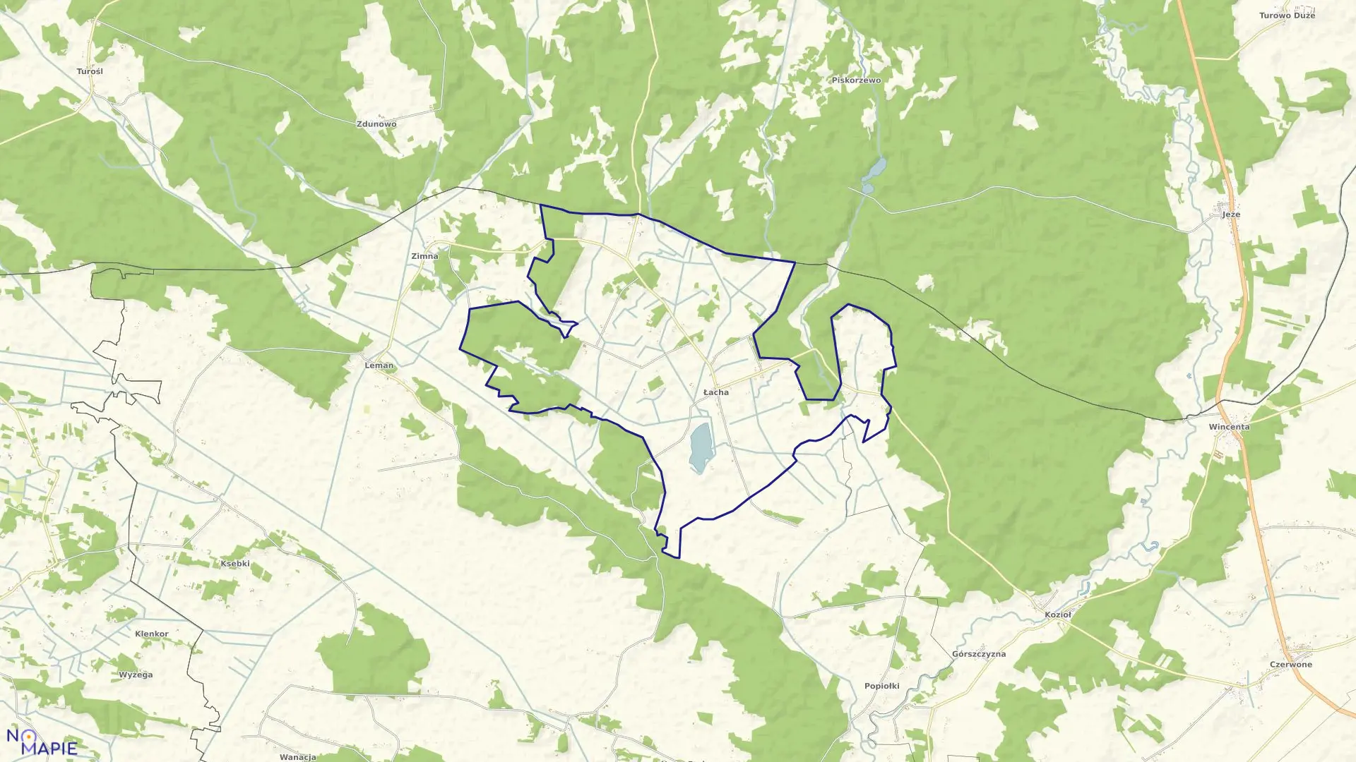 Mapa obrębu Łacha w gminie Turośl